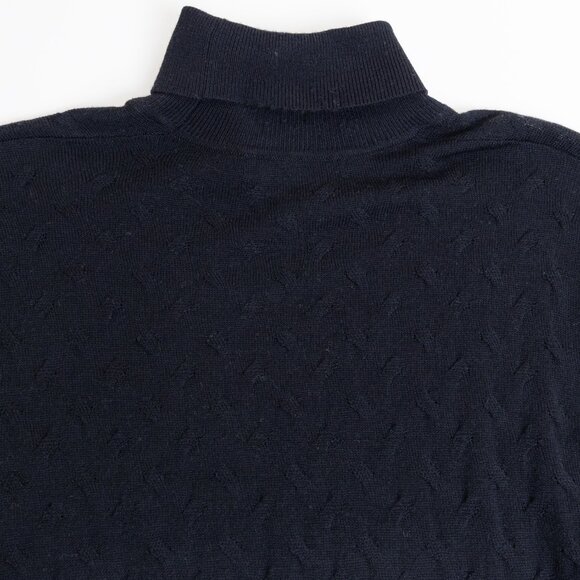 Patrick Assaraf 100% Merino Wool Turtleneck Sweater Navy Textured Knit Small - Picture 8 of 12